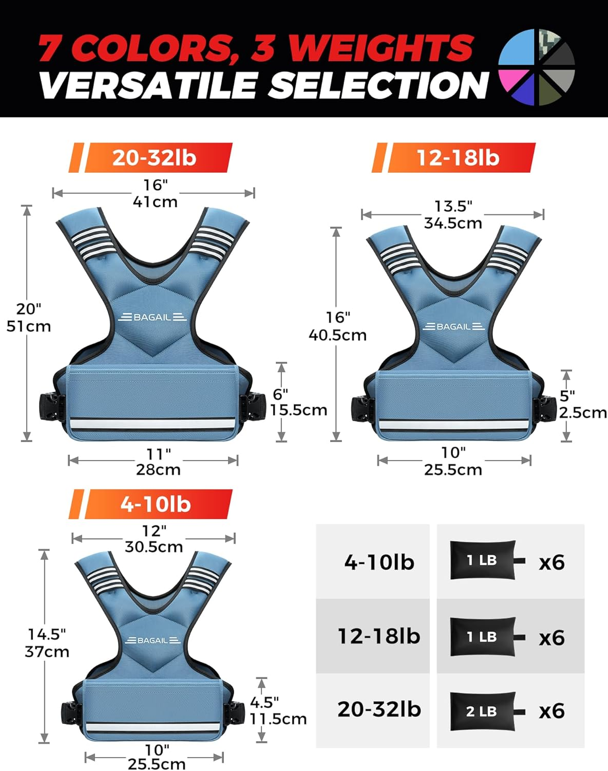 BAGAIL Adjustable Weighted Vest 4-10Lb, Removable Iron Sand Bags, Adjustable Bust Size, Heavy Duty Fitness Vest for Man Woman, Ideal for Gym Workouts and Aerobic Exercises image number 4