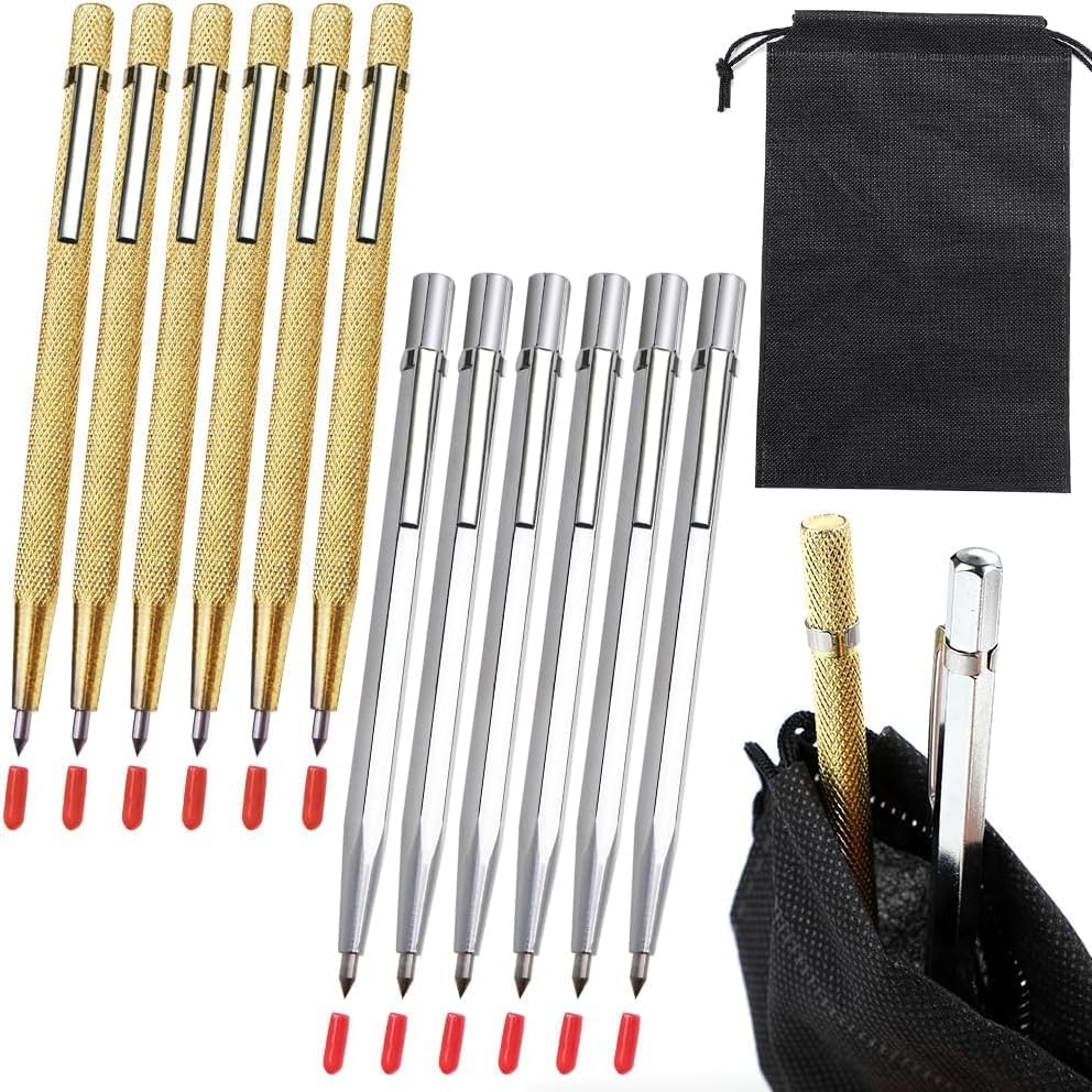 Tungsten Carbide Tip Scriber, Metal Etching Pen Carve Engraver Scribe Tools for Stainless Steel, Ceramics, Glass, Metal Sheet and Gold/Welding(12 Pack) image number 5