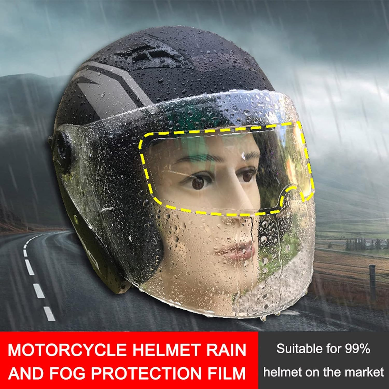 Motorcycle Helmet Waterproof Lens Film, Universal Rain and Fog Protection Film, Transparent Lens Sticker Helmet anti Fog Film Visor Shield image number 6
