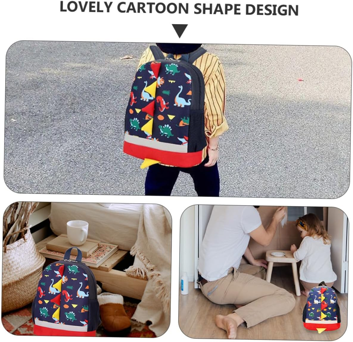 OHPHCALL Cartoon Dinosaur Backpack for 3-5 Years Boys And, Preschool School Bag Dual Shoulder Straps, Lightweight and Sturdy Outdoor Book Bag