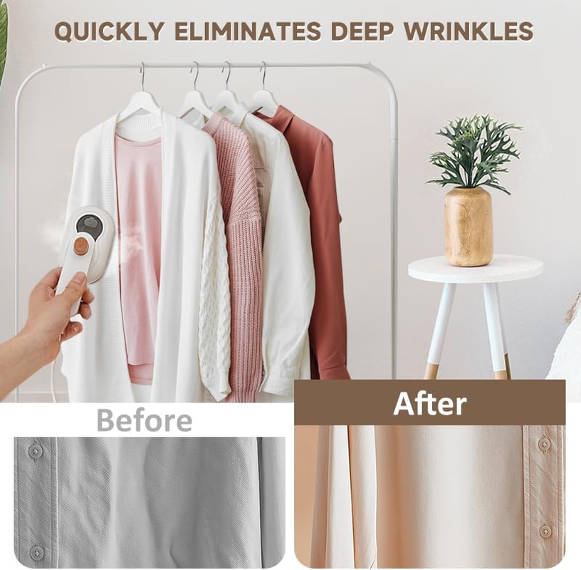 Mini Foldable Garment Steamer Iron, 2-IN-1 Clothes Handheld Steamer,Clothes Iron Steam Steamer,180&deg; Rotatable Steam Iron,Portable Iron Fabric Steamer for Home Office Business Travel (White) image number 6