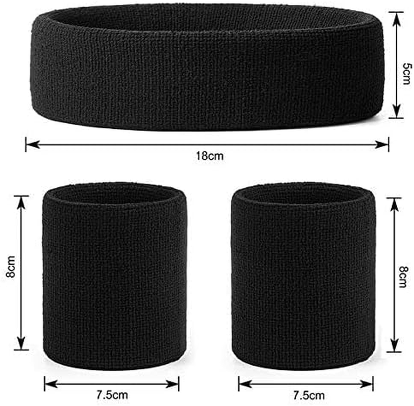 Proxima Direct Sweatbands Set, Including 1 Sports Headband +2 Wrist Sweatbands Sweat Band for Women Men Girls Boys, Super Comfy Sports Sweatband for Gym Workout Yoga Soccer Boxing Tennis - Blue+White+Blue image number 5