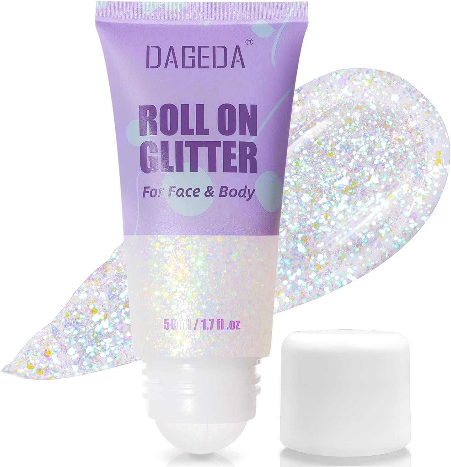 DAGEDA 50Ml Roll-On Body Glitter,Holographic Eye Face Hair Glitter Gel for Festival Outfit Mermaid Accessories,Chameleon Color Body Shimmer Makeup Rave Outfits Accessories for Women (Dazzle)