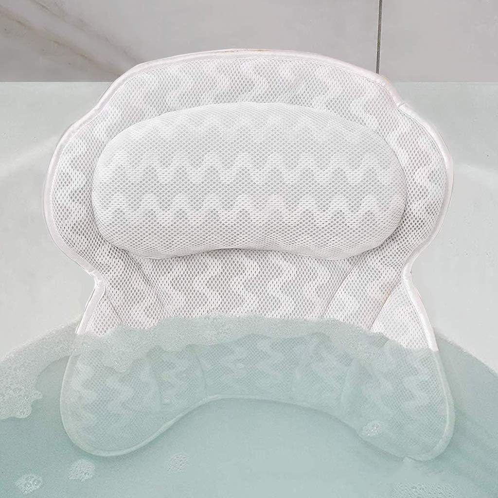 Bathtub Pillows, 3D Mesh Spa Bath Pillow for Bathtub, Spa with 6 Strong Grip Suction Cups Comfortable & Quick Dry for Neck Head Shoulder Support