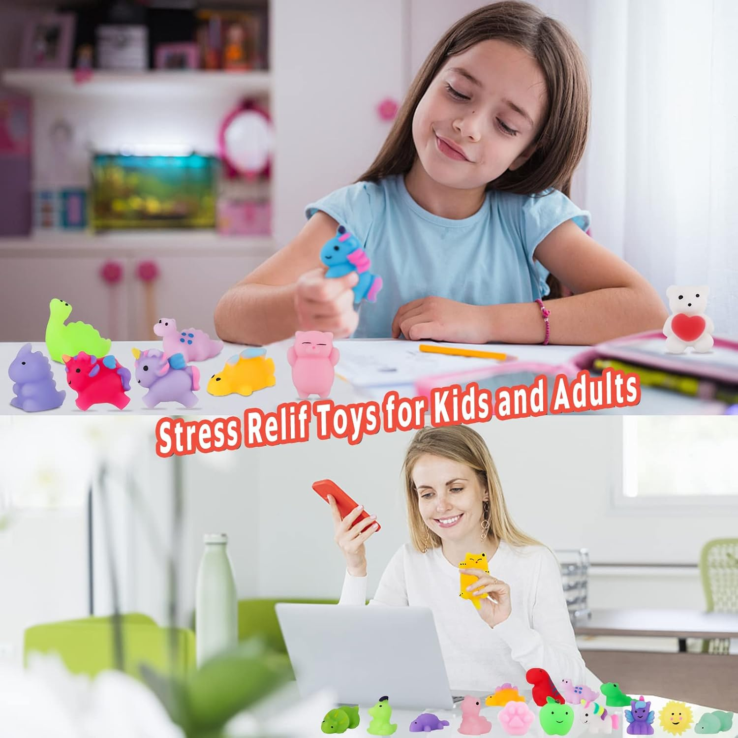 Squishies 100 Pcs Mochi Squishy Toys,Kids Party Favors Kawaii Mini Squishy Toy,Stress Relief Toys Squishies Bulk Toys, Classroom Prizes Birthday Party Gifts for Kids Adults image number 1