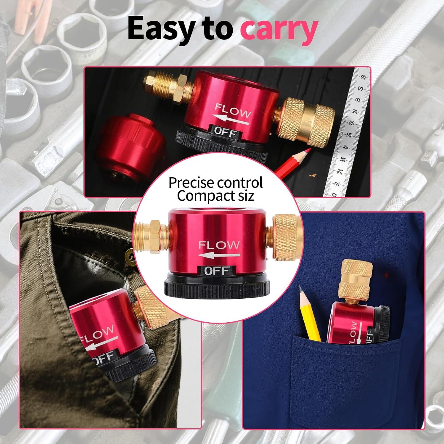 Brass Nitrogen Purge Tool for HVAC, 3-Mode Nitrogen Braze Flow Regulator Adapter with 1/4" Flare Connection, Essential HVAC Brazing and Maintenance Equipment image number 6