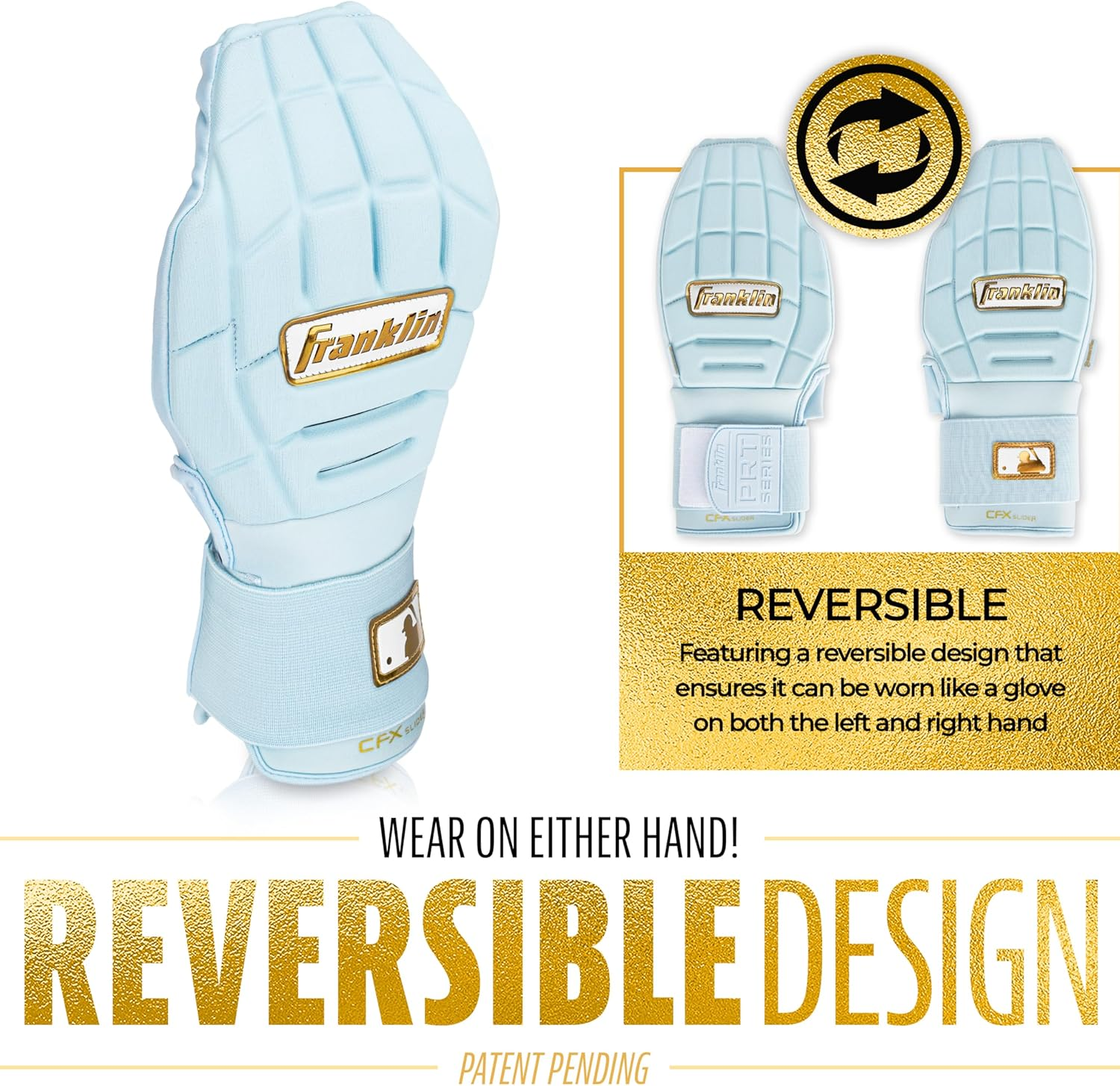 Franklin Sports MLB Baseball + Softball Sliding Mitt - CFX PRT Adult Protective Baserunning Sliding Glove - Left + Right Hand Mitt - Hand + Wrist Protector for Running - One Size image number 5