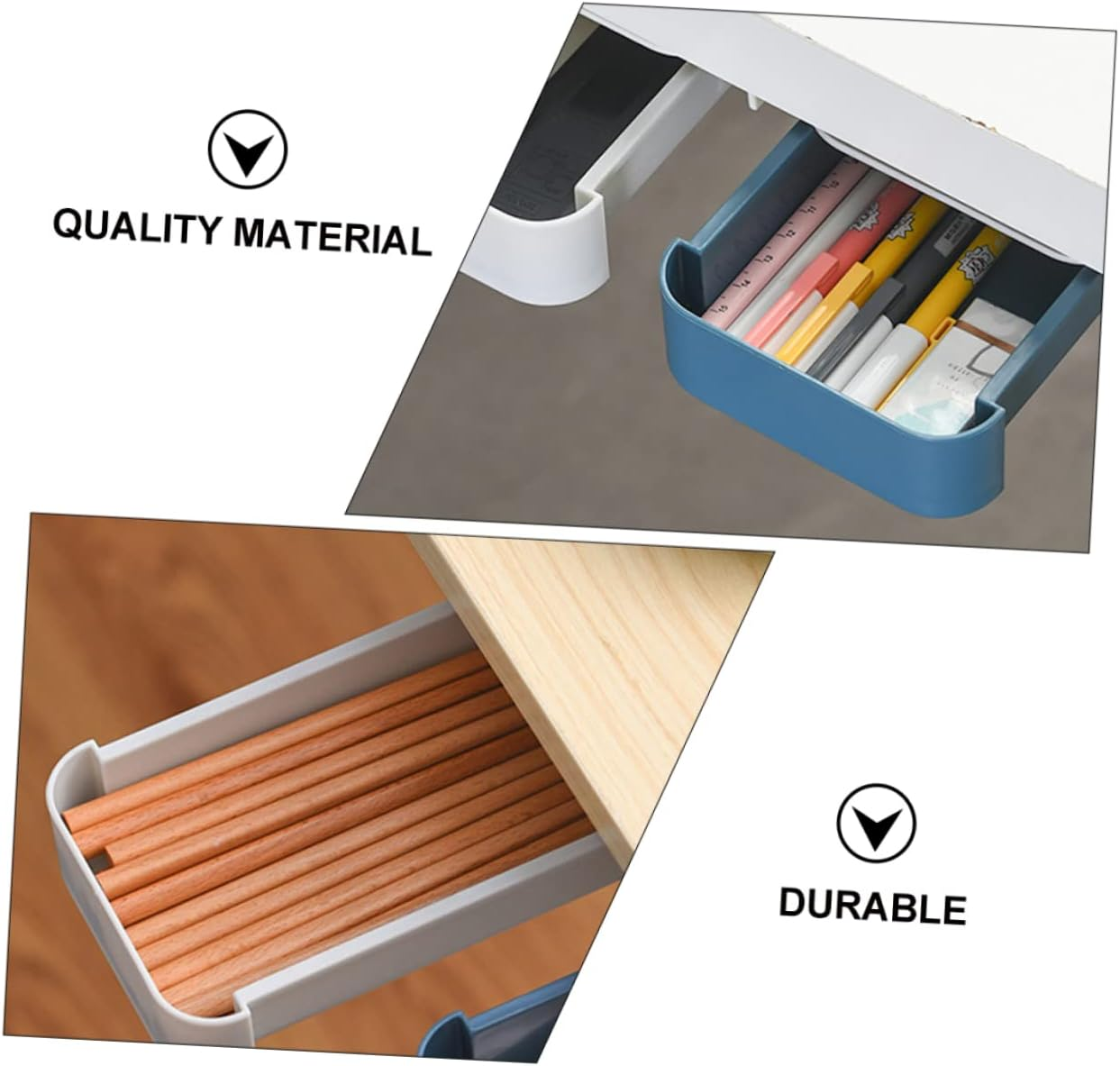 2Pcs Aesthetic Pencil Case under Desk Pen Case Hidden Storage Office Table Bottom Organizer image number 6