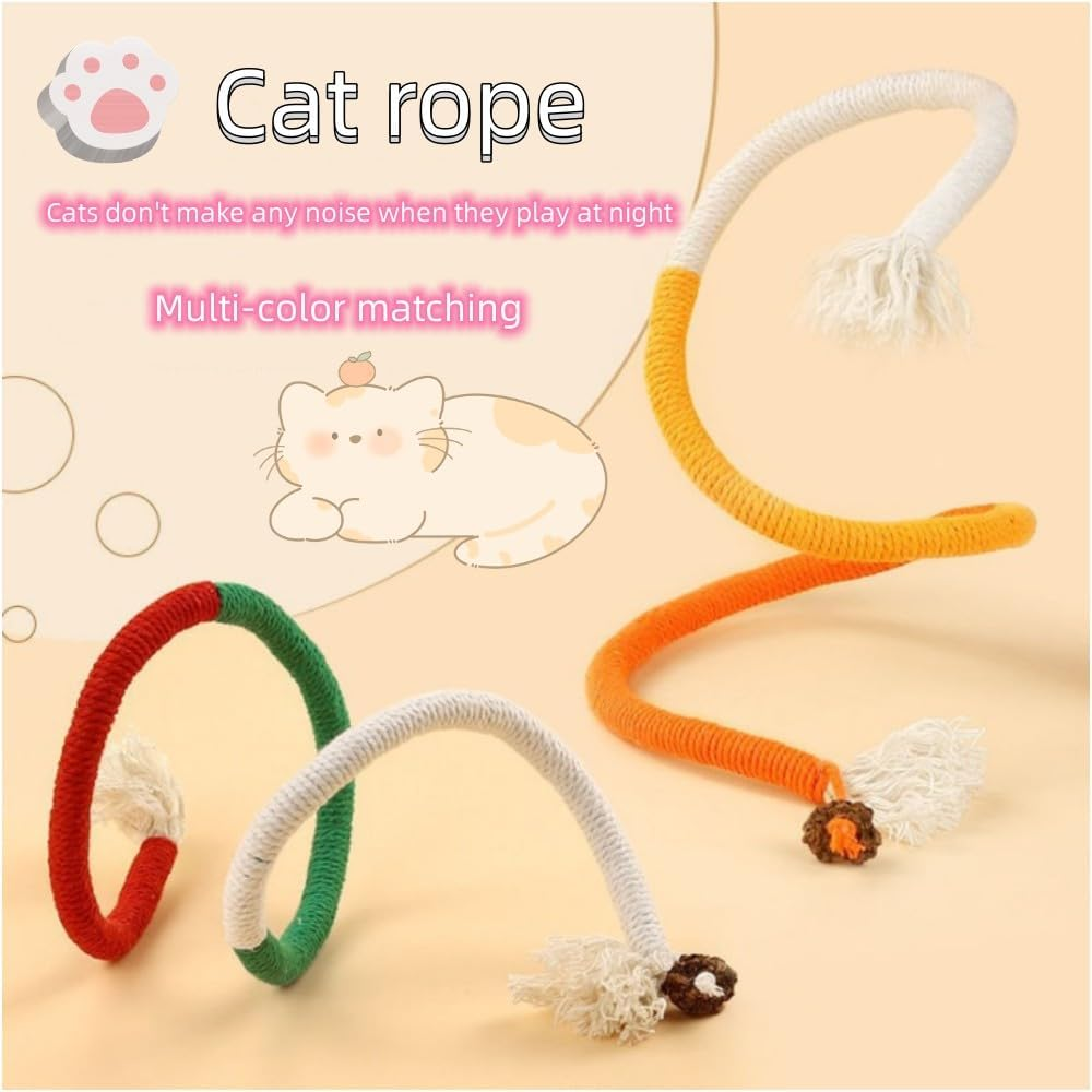 DACUAN Cotton Rope Cat Toy (Indoor Cat), 3 PCS Cat Chew Toy (Teeth Cleaning), Cat and Kitten Interactive Cat Rope Toy image number 2