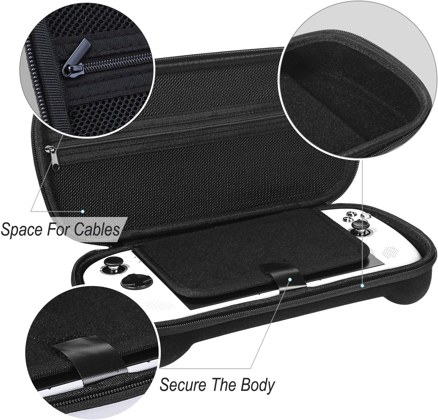 Digi-Tatoo 【Carry Case+Screen Protector】 Large Carrying Case Compatible with 2025 Lenovo Legion Go S 8" & Accessories, Shockproof Scratch-Proof Travel-Friendly Protective Hard Shell Suitcase - Black