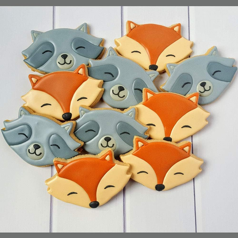 Animal Faces Cookie Cutters 5-Pc. Set Made in the USA by Ann Clark, Cat, Dog, Bear, Raccoon/Fox, Bunny