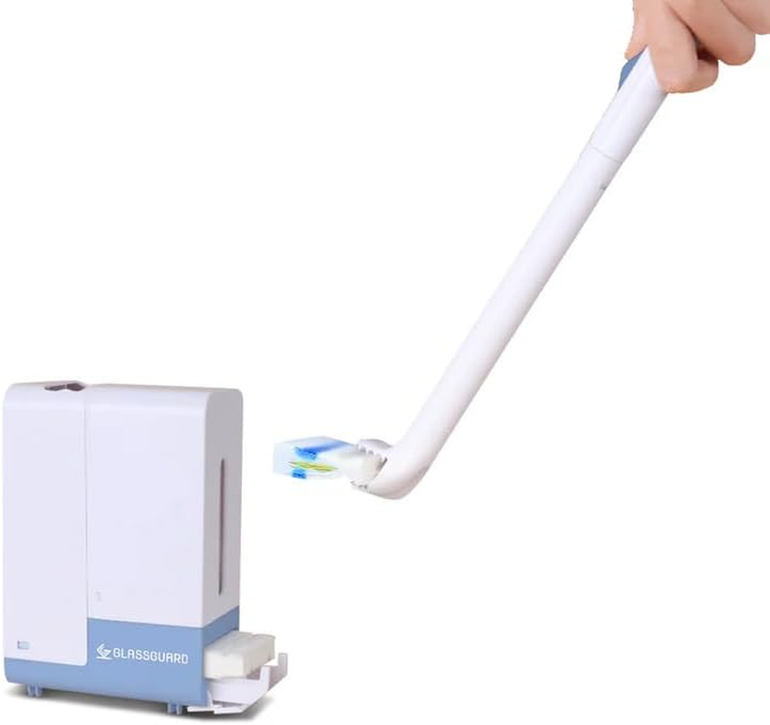 GLASSGUARD&reg; Disposable Toilet Brush &ndash; Complete Toilet Cleaner Solution for Household & Cleaning &ndash; Wall-Mounted System with 12 Detergent-Infused Single-Use Refills for Effortless Bathroom Care