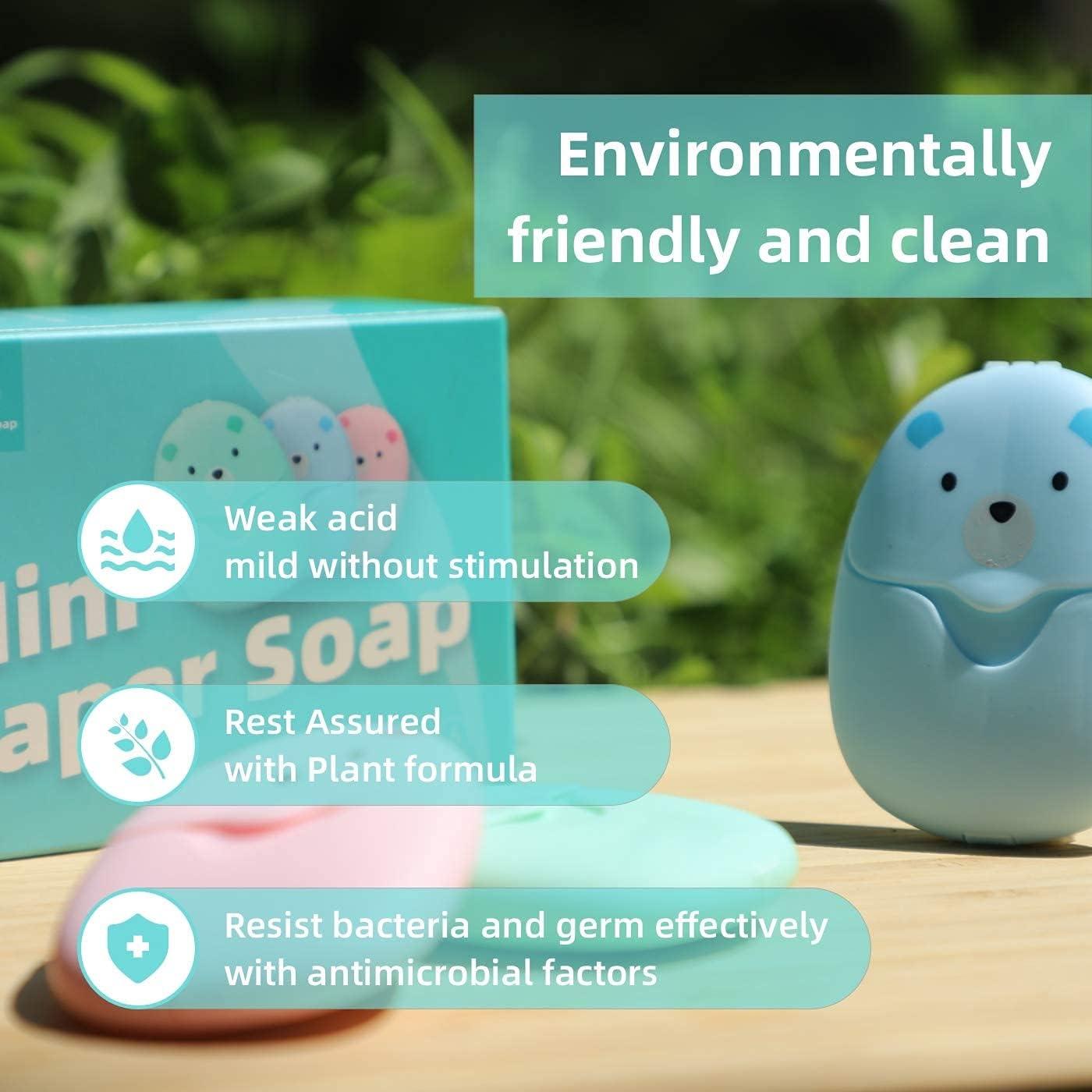 1 Box（50Pcs Mini Portable Disposable Travel Paper Soap Sheets Foaming Hand Washing Bath Scented Paper for Outdoor,Camping, Hiking