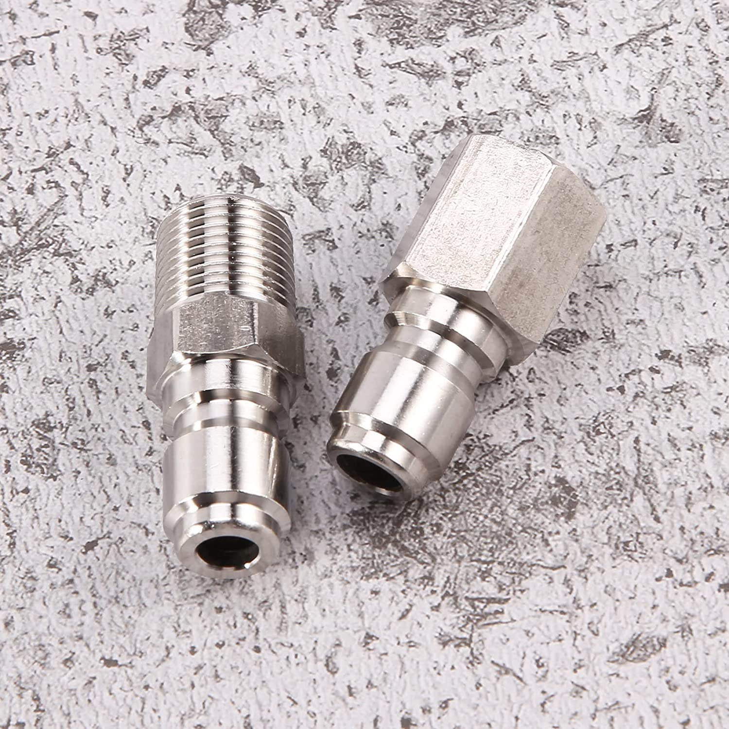 NPT 3/8 Inch Male and Female Quick Connector Kit Pressure Washer Set and 1 Pieces NPT 3/8 Inch Pressure Washers Quick Connector Plug Male Nipple image number 5