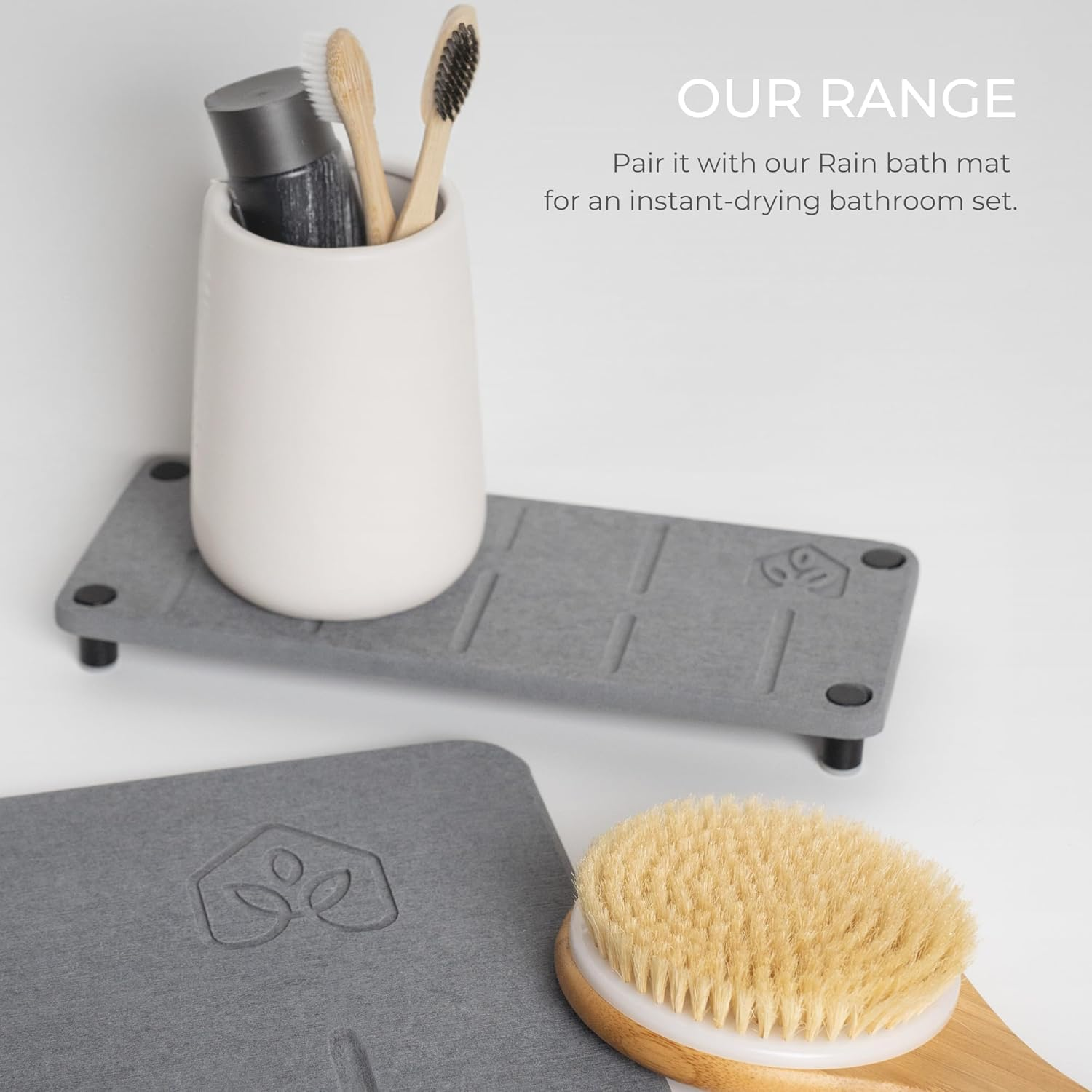 Home - Stone Sink Caddy | Fast Drying Diatomite Tray for Kitchen & Bathroom Sink Counter | Soap Dish Holder, Decor & Vanity Mat | Quick Dry Diatomaceous Earth | Design Rain | Colour Graphite image number 3