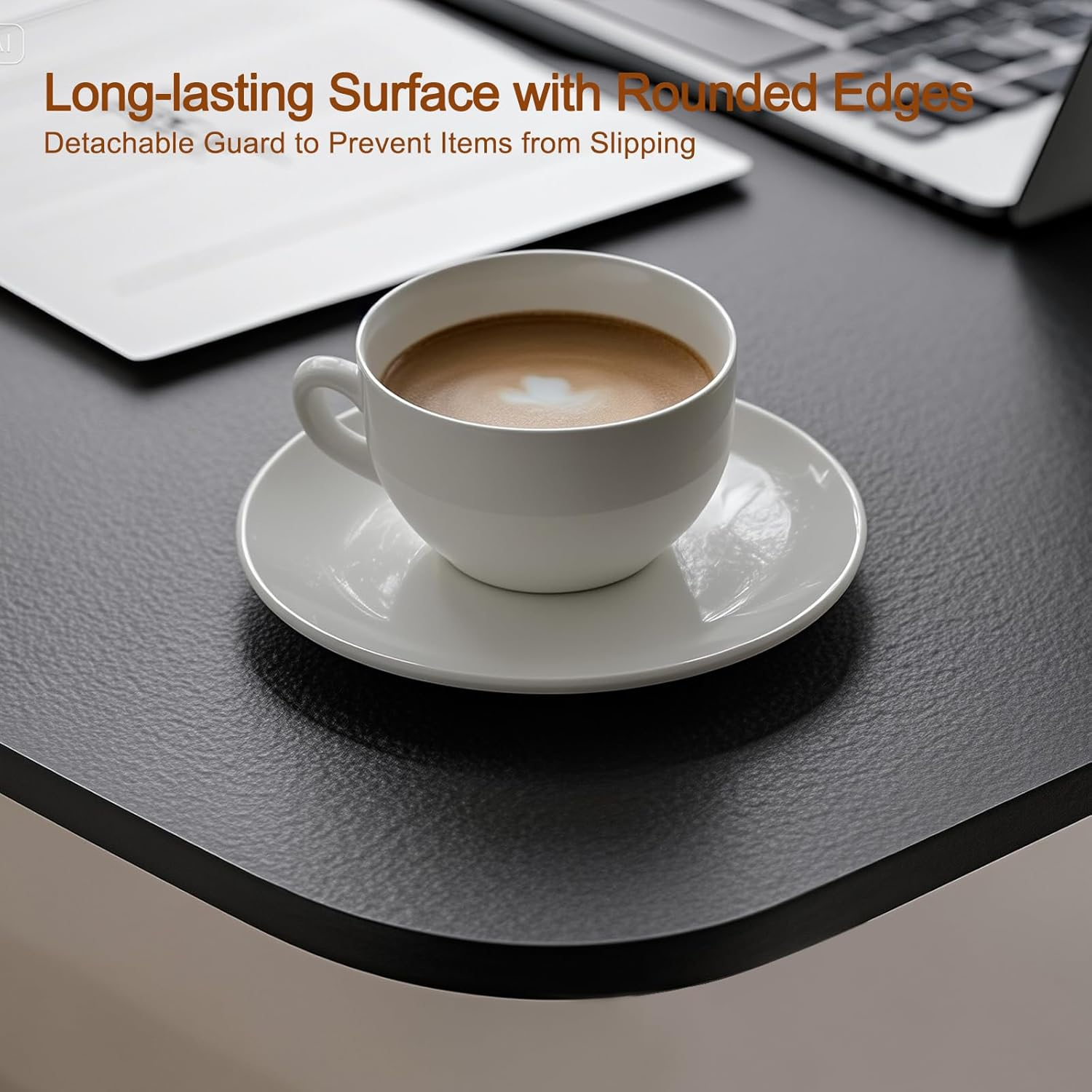 ONEIN Adjustable Laptop Table for Bed Couch Sofa, Portable Standing Desk with Rolling Casters for Home Office, C Shaped Small Study Table, Tiltable & Stable (Black) image number 5