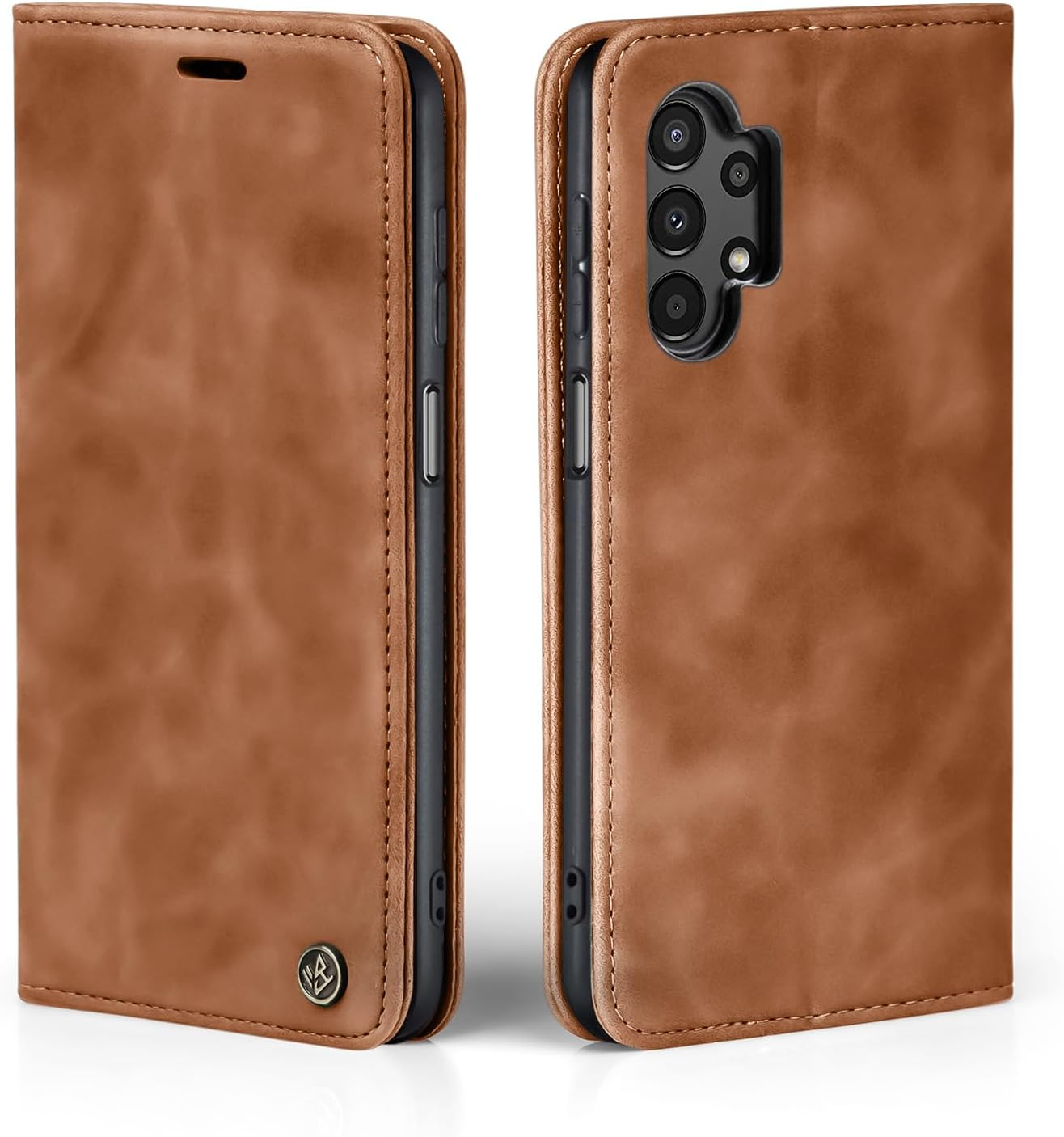 LBH Mobile Phone Case for Samsung Galaxy A13 in Light Brown with Card and Money Compartment Smartphone Case with Stand Function Flip Case Protective Case Magnetic Closure Vintage image number 3