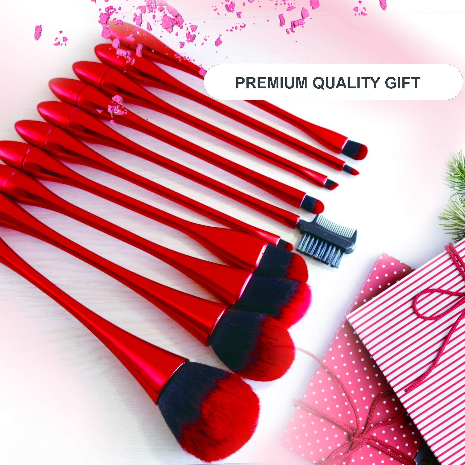10PCS Makeup Brushes, Kabuki Brush, Foundation Eyeshadow Powder Lip Eyebow Brush Kit, Upgrade Plating Handle, with Cosmetics Bag, Concealer Premium Professional Luxury， image number 5