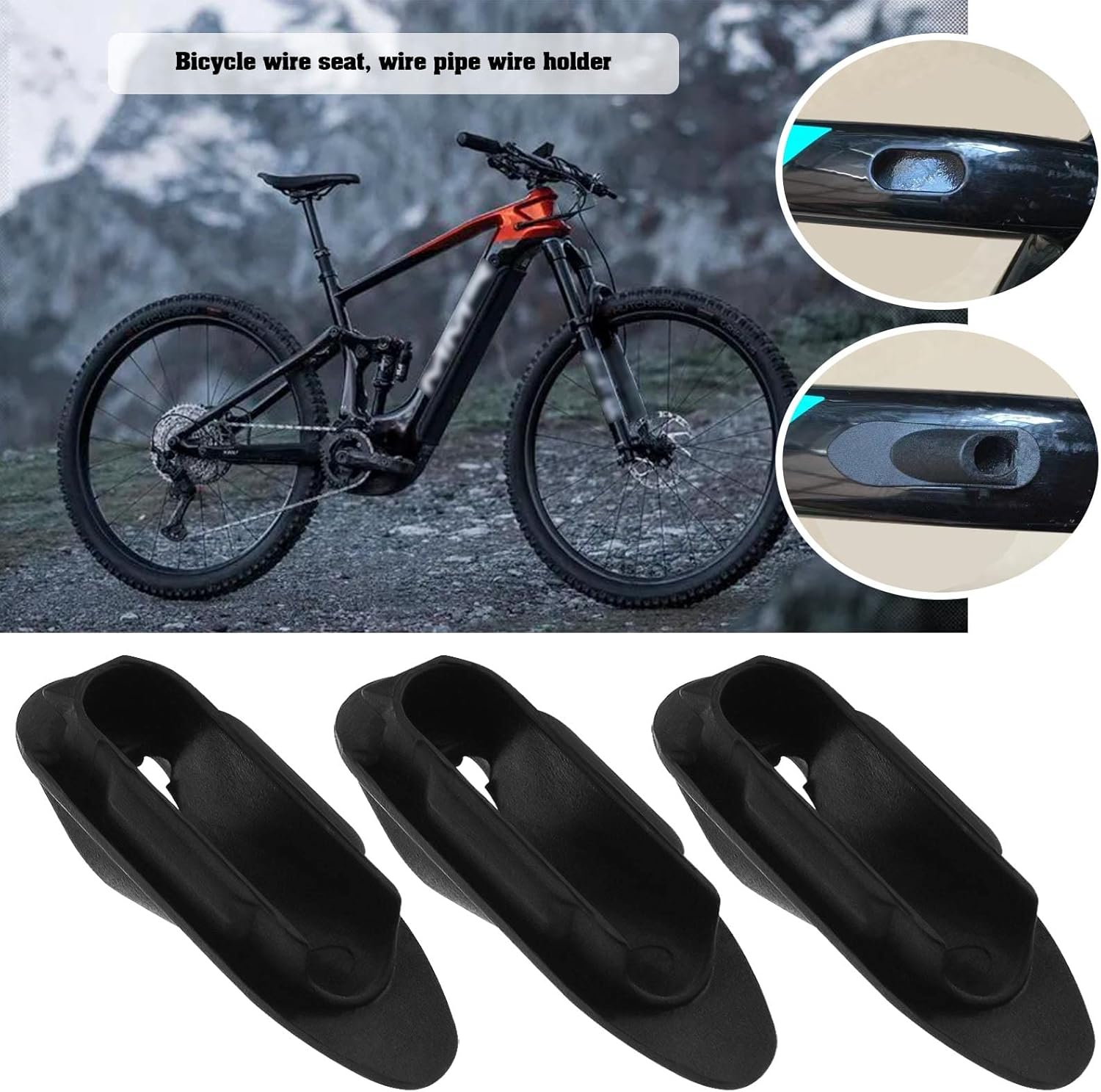 10Pcs Bike Line Pipe Clamp Replacement Bicycle Cable Clamps Bike Accessories for Brake Cable Derailleur Line Plastic Black image number 5