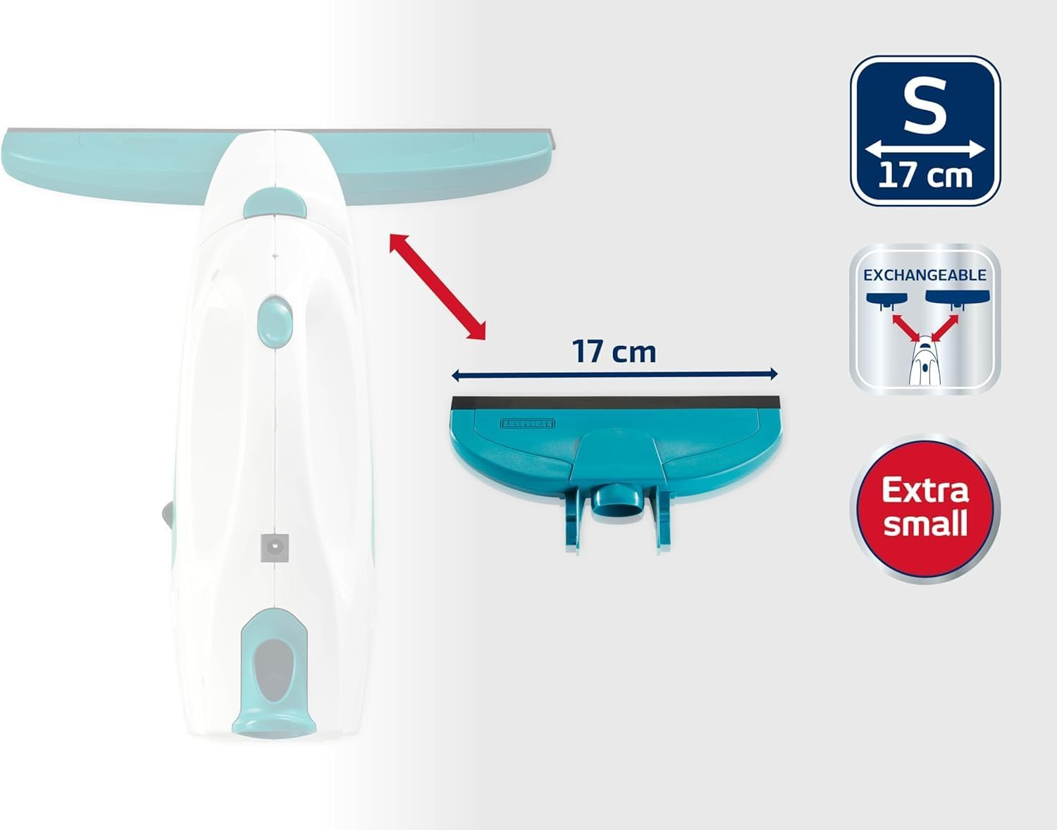 Leifheit Dry and Clean Suction Nozzle for Narrow Windows and Doors, Suction Nozzle for Streak and Drip-Free Cleaning, Window Nozzle for Window Vacuum Cleaner Dry and Clean image number 1