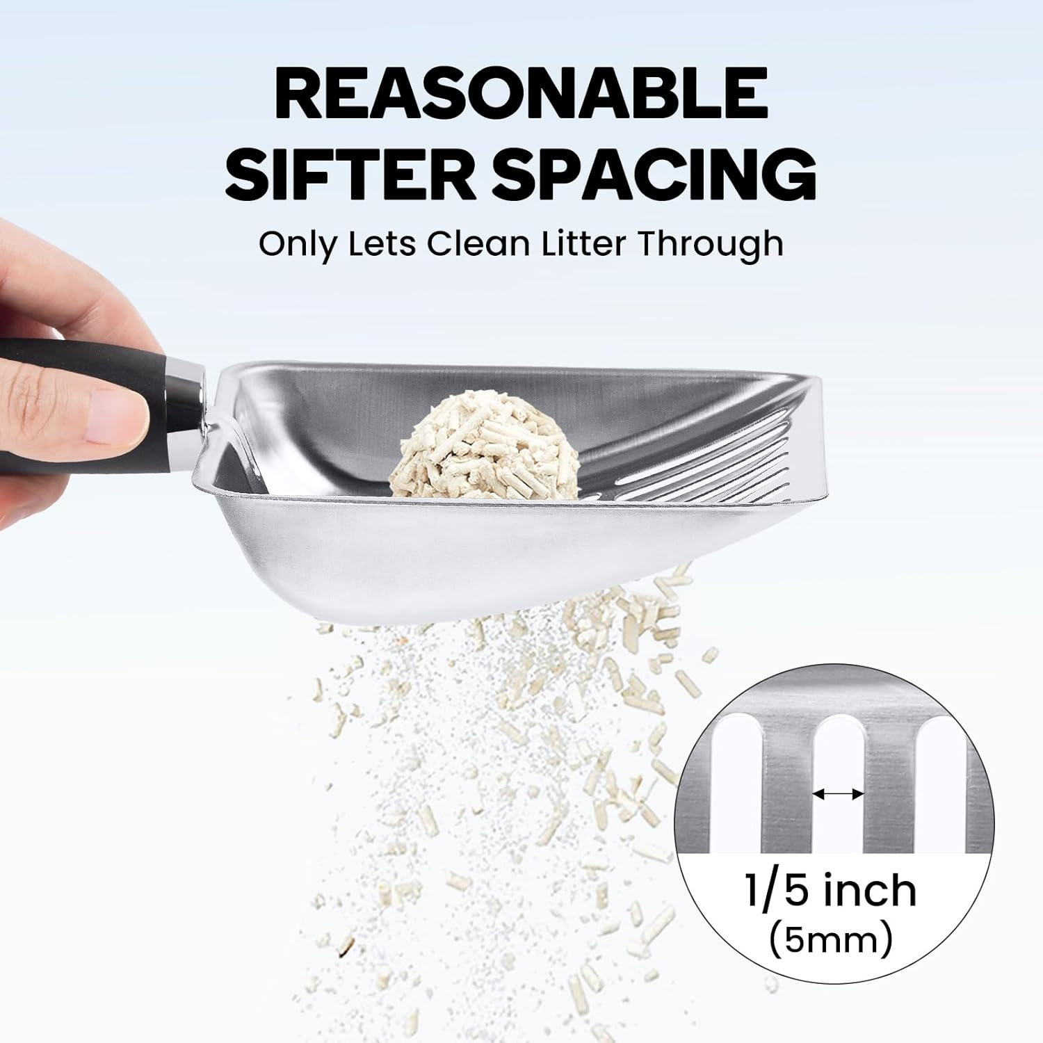 Cat Litter Scoop, Kitty Metal Scooper, Stainless Steel Sifter, Heavy Duty Poop Sifting, Kitten Poop Sifter image number 5