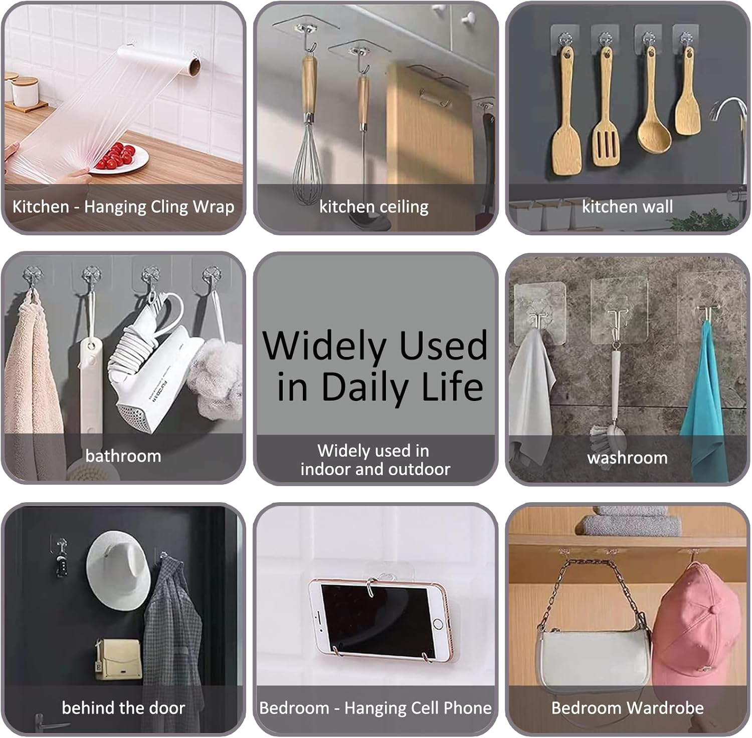 30-Pack Strong Adhesive Wall Hooks for Hanging Heavy Duty, Self Adhesive Towel Coat Hat Hook Bathroom Shower Organizer for Wall,Door,Closet Hanging Hooks, No Drilling (Transparent) image number 1