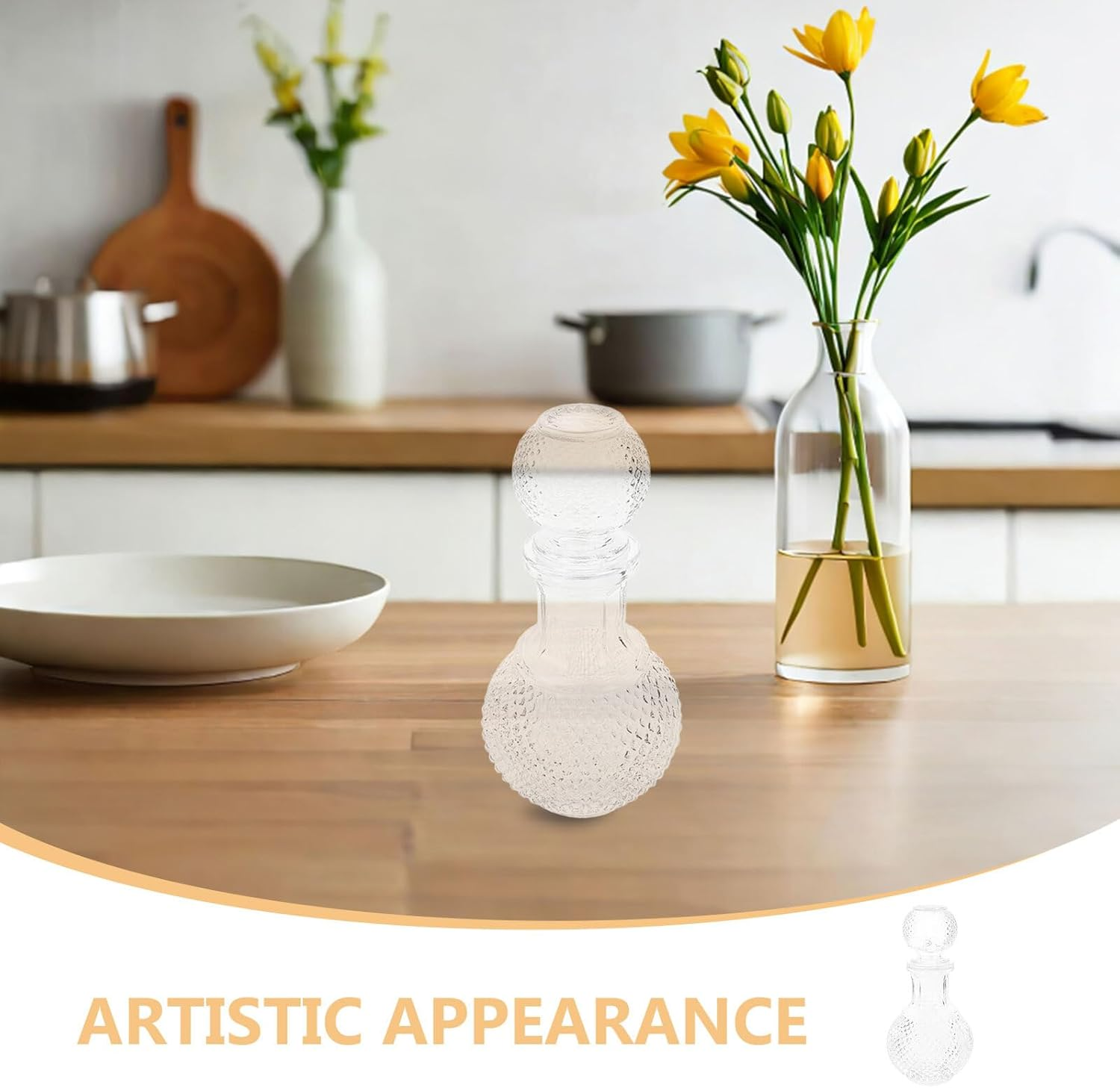 SEWACC 2Pcs 250Ml Thickened Glass Wine Bottles Creative Liquor Decanter Set for Cocktail Packaging and Whiskey Dispenser Suitable for Home and Bar Use image number 2