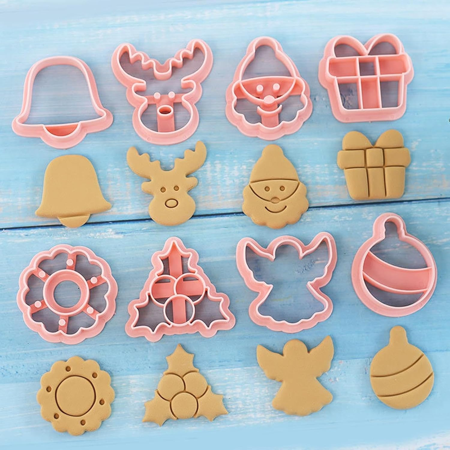 Christmas Cookie Cutters Set | 8X Holiday Cutters for Baking | Cookie Mould Cookie Cutter Shapes Festive Cookie Mould Set Kitchen Tools for Home Baking image number 2