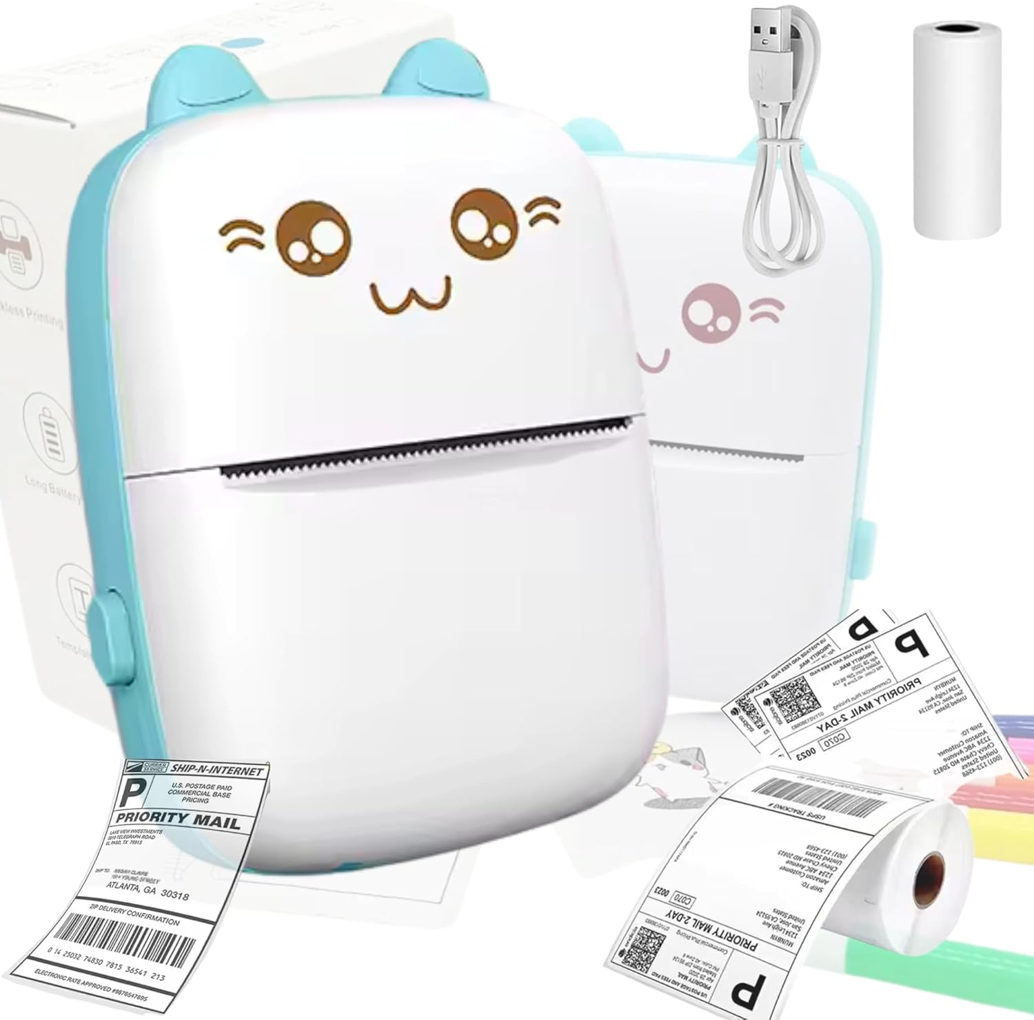 Mini Portable Printer | Bluetooth Label Printer | Portable Thermal Printer with 1X Roll | Smartphone Inkless Pocket Printer Perfect for Home, Crafts and Travel. App Connectivity (Fun Print) image number 3