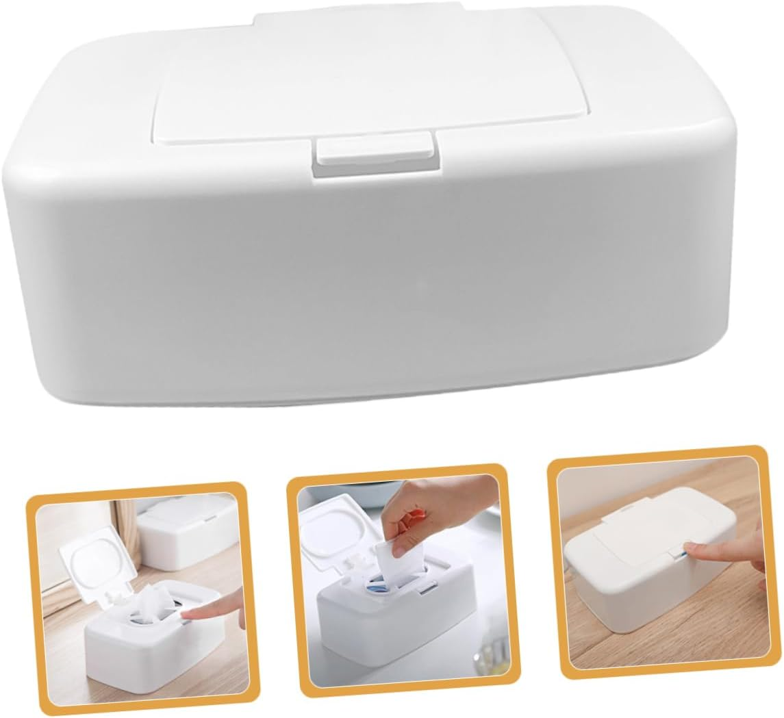 Portable Wipes Dispenser and Refillable Wipe Container Set Button Push Design for Living Room Bedroom and Nursery 4Pcs White Storage Box image number 4