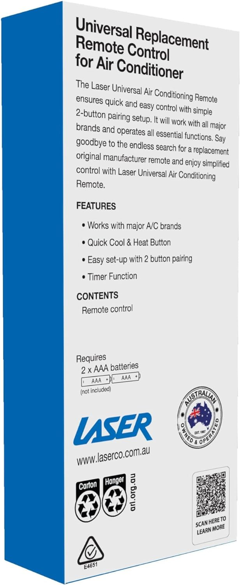 Laser Universal Air Conditioner Remote &ndash; Quick 2-Button Setup, Compatible with Major AC Brands, Easy Replacement Remote with LCD Display, Quick Heat & Cool Modes, Supports Split System & Portable ACS image number 5