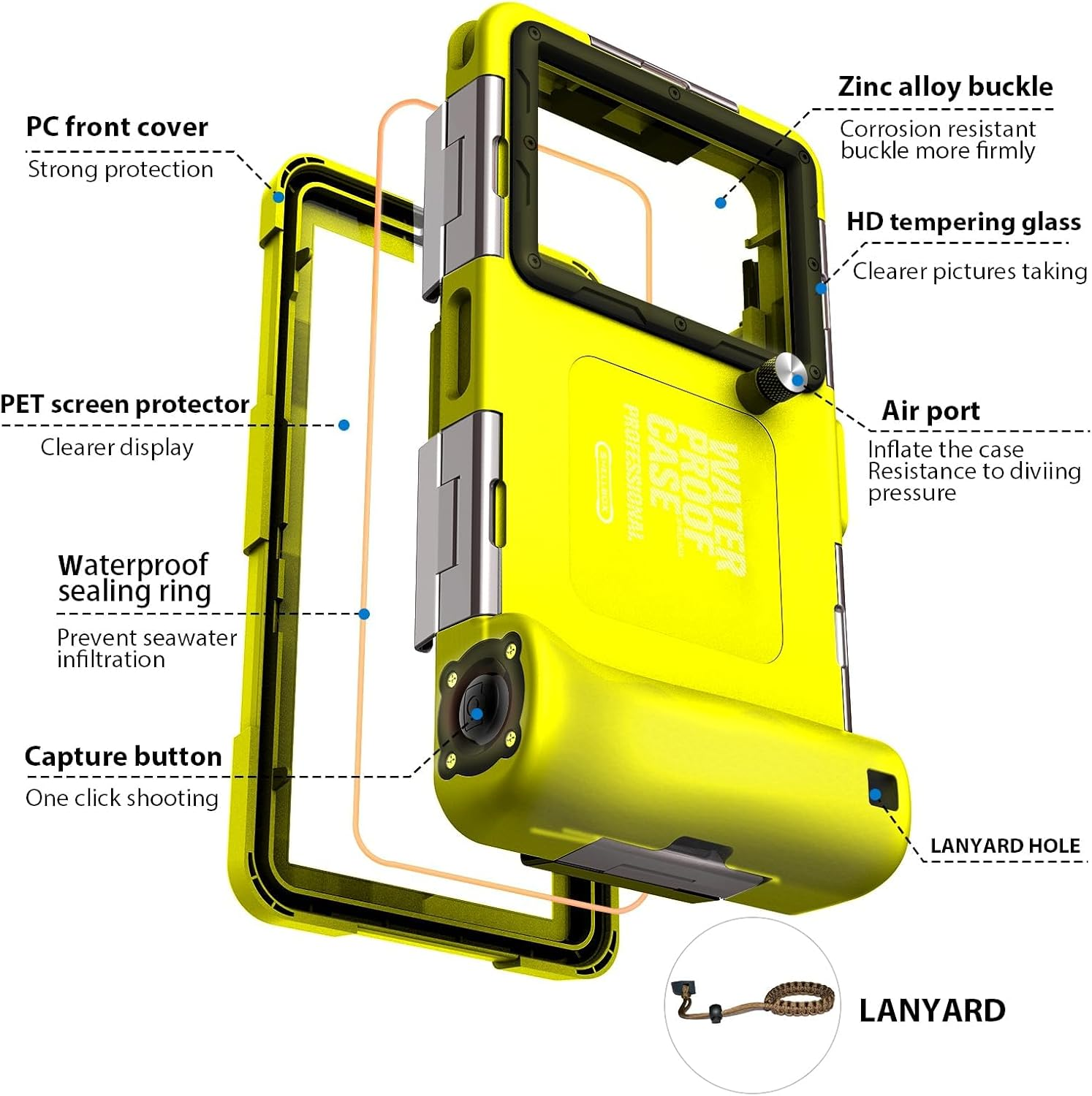 Waterproof Phone Case Underwater Phone Pouch 15M Case with Lanyard for Swimming Snorkeling Raining Dustproof