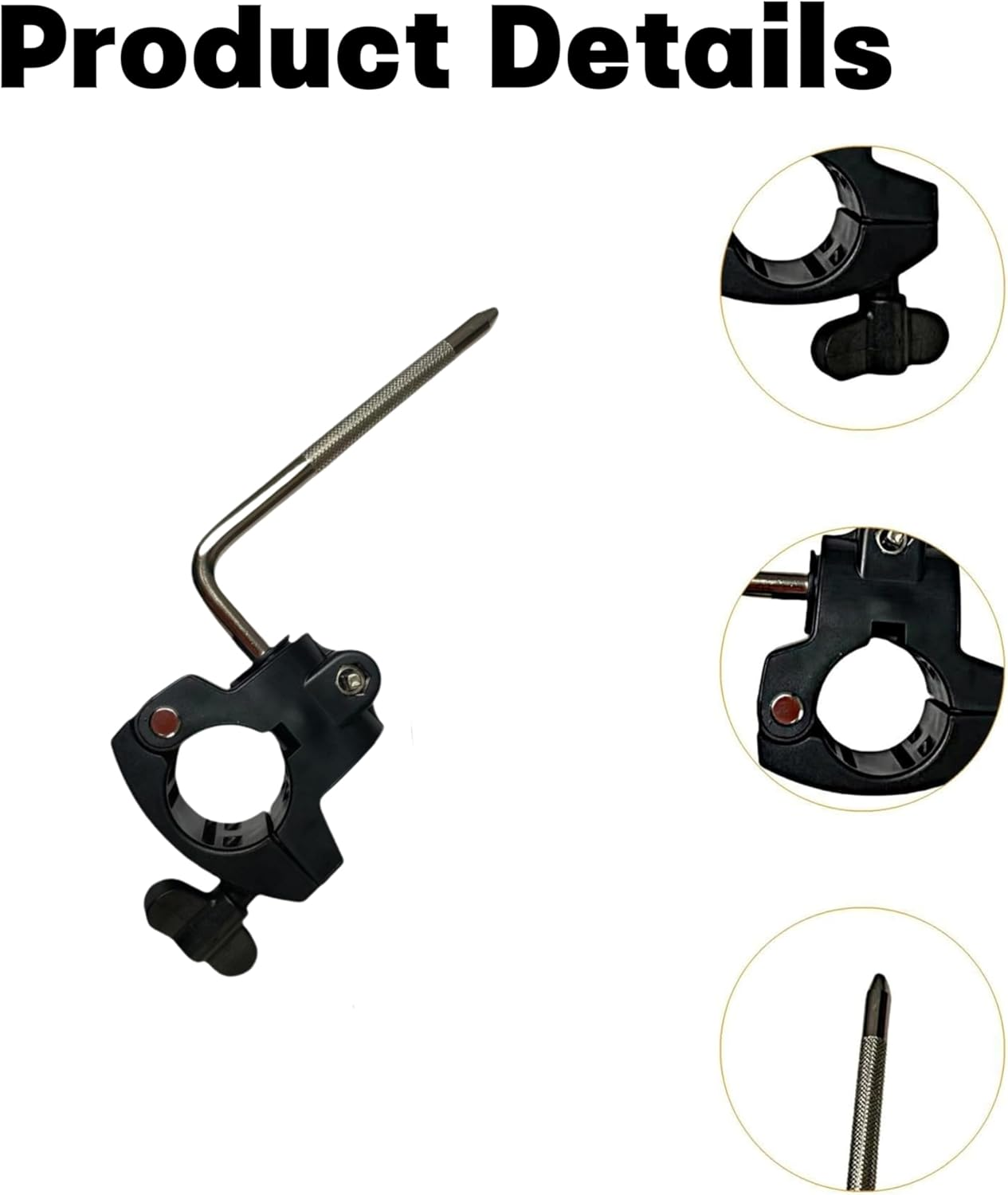Electronic Drum Stand Clamp with L-Bar,Drum Rack Mounting Clamp,Drum Rack Tube Clip Holder Bracket for Electronic Drum Kit,Drum Frame Assembly,Retaining Clip,Electric Drum Accessory Frames image number 1