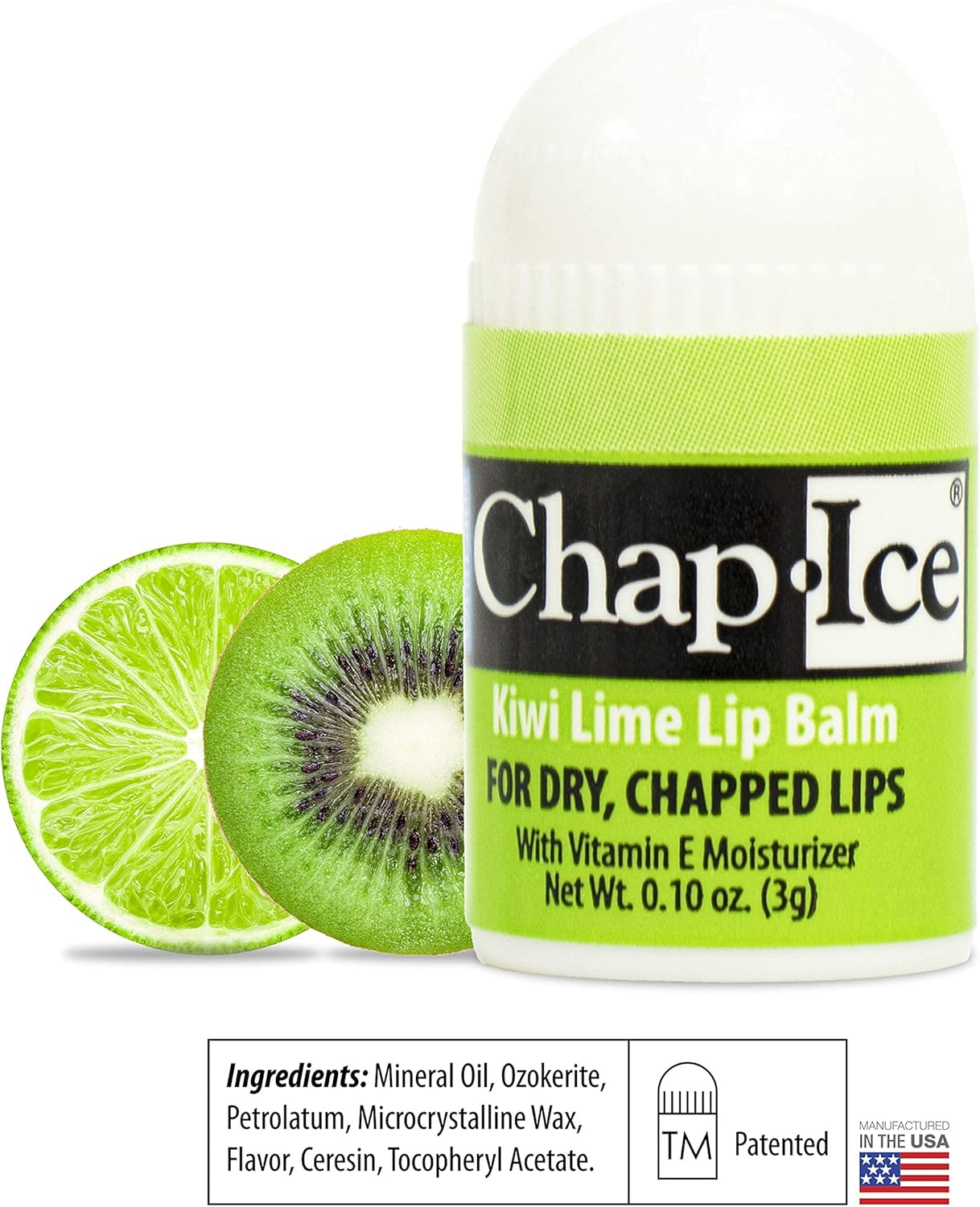 Chap-Ice 12-Count Mini Kiwi Lime Lip Balms Fortified with Vitamin E for Dry, Cracked Lips | Made in USA | 0.10Oz/3G Each image number 5
