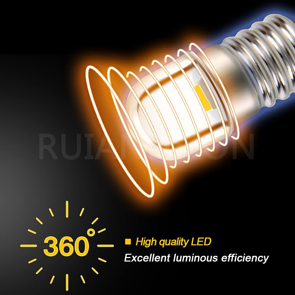 Ruiandsion 5Pcs E10 Base Socket LED Bulb 1W 12V Warm White Replace Torch Light Flashlight Bulbs,Negative Earth image number 5