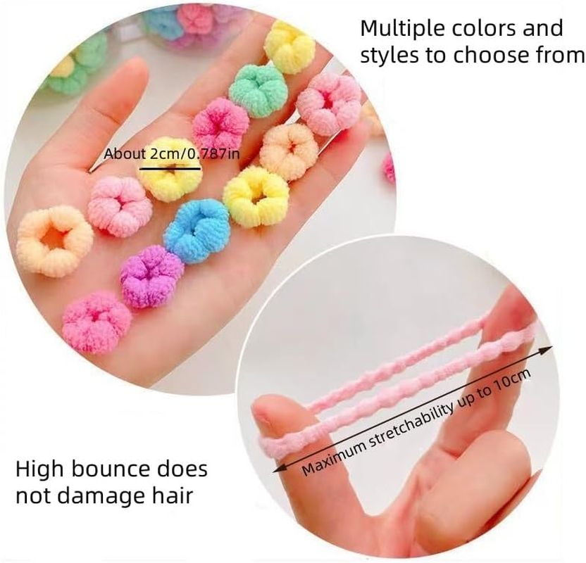 4 Textures Baby Hair Ties Seamless, Seamless Cotton Toddler Hair Ties,Seamless Cotton Ponytail Holders for Kids, Women,0.8In Soft & Stretchy Hair Bands, No Damage, Easy off Tiny Scrunchies(300Pcs) image number 3