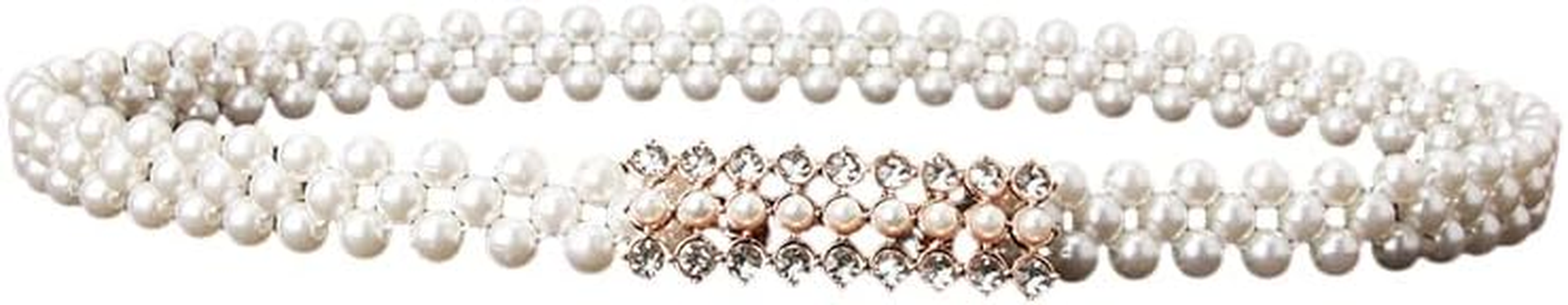 AIMALL Elegant Women'S Pearl and Rhinestone Bead Chain Belt, 26.4 Inch Decorative Dress Waistband, Chic Accessory for Formal and Casual Outfits