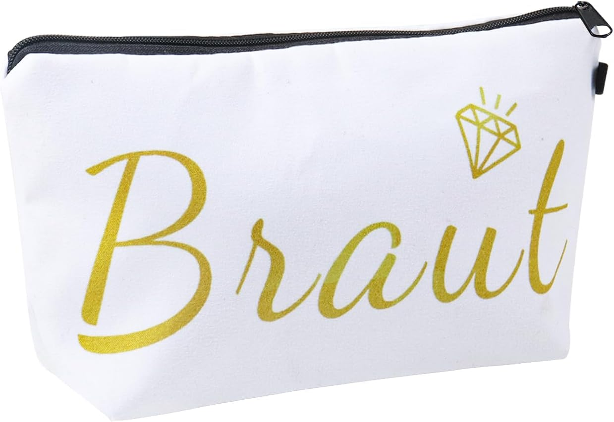 Bride Gifts Bridal Makeup Bag Bride Travel Cosmetic Bag Bridal Bag for Wedding Stag Night Bridal Shower Party Accessories, White