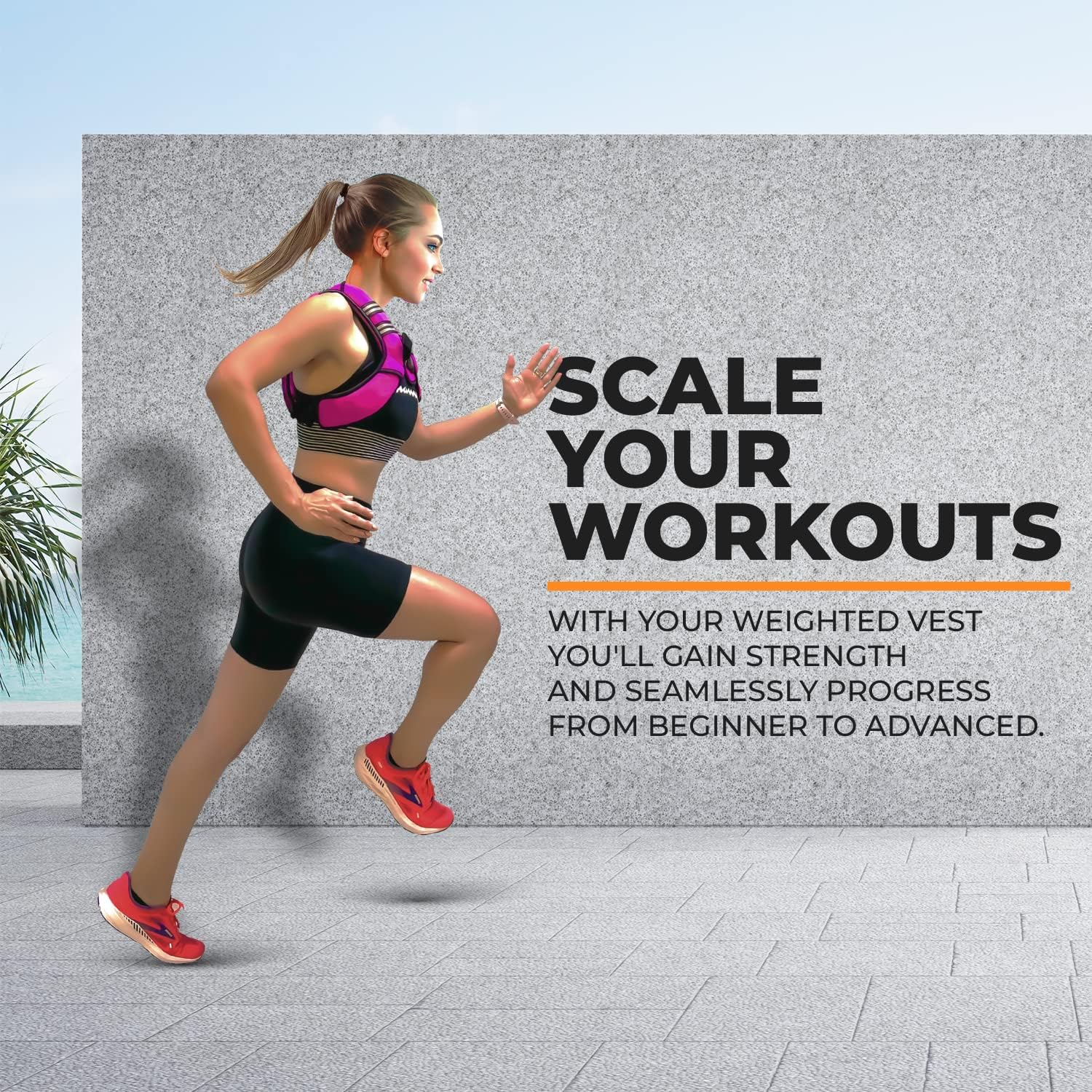 Gymnastics Power Weighted Vest 6 10 12 Lbs - Removable Weights - Machine Washable. Body Weight Vest with Reflective Stripe, Size-Adjustable Workout Equipment for Strength Training, Walking, Jogging, Running for Men Women image number 1