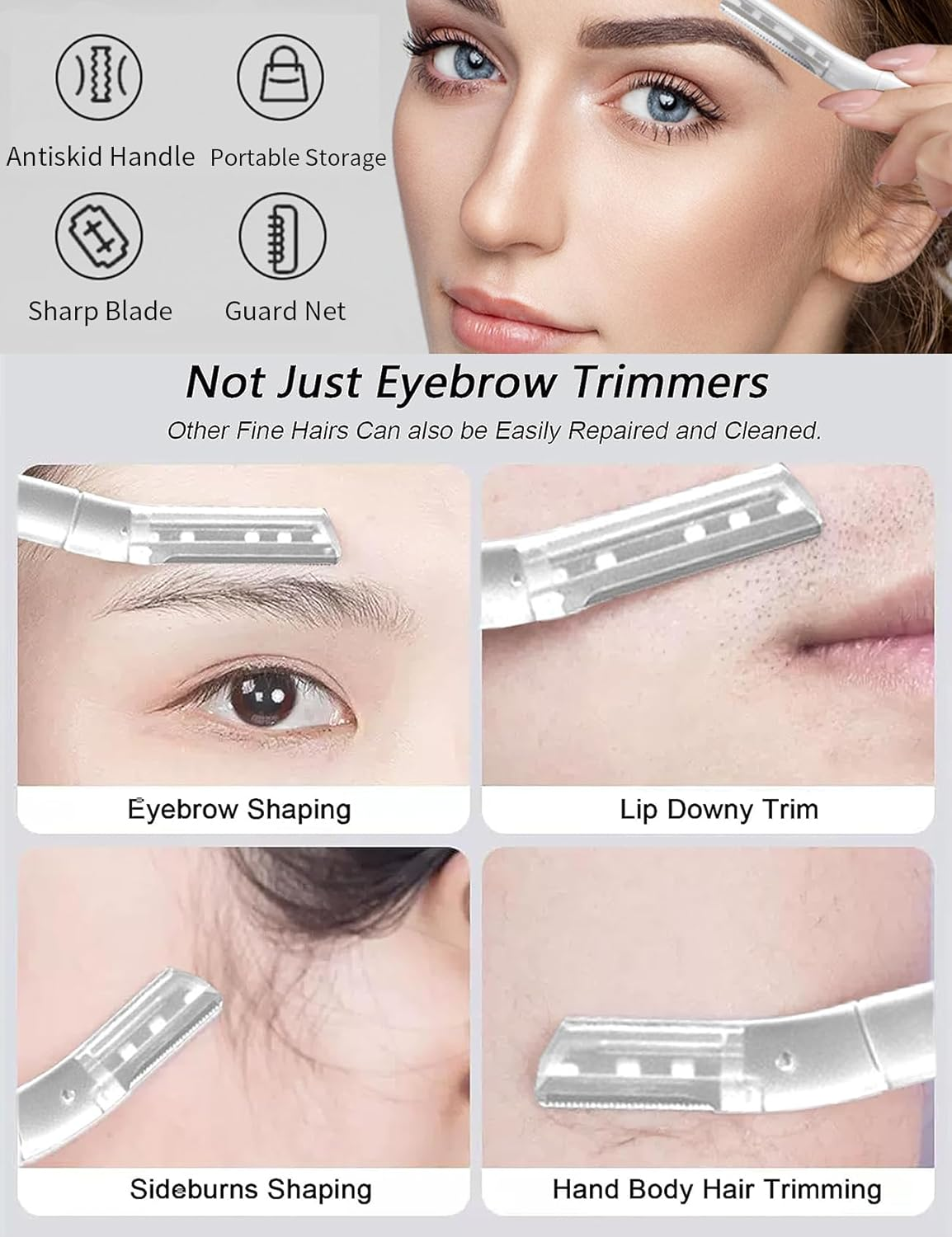 6 Pieces Dermaplane Razor for Women Face, Eyebrow Razors Professional Tool for Peach Fuzz, Exfoliating Tool Shaver with Precision Cover, Facial and Eyebrow Hair Removal, Gentle Skin Exfoliation Blade image number 5