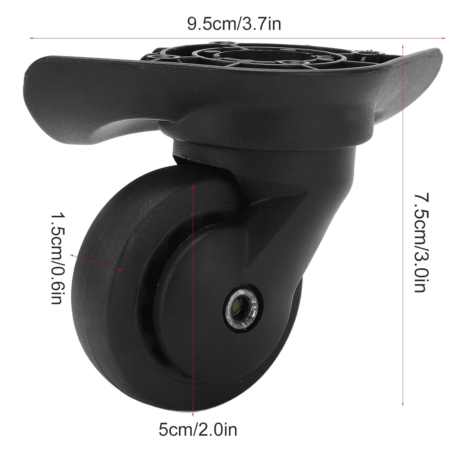 Qiilu Replament Luggage Wheels Luggage Swivel Casters Pp Pet 1 Pair Luggage Swivel Casters Swivel Wheels Repalment for Suitcase Black A52 image number 3