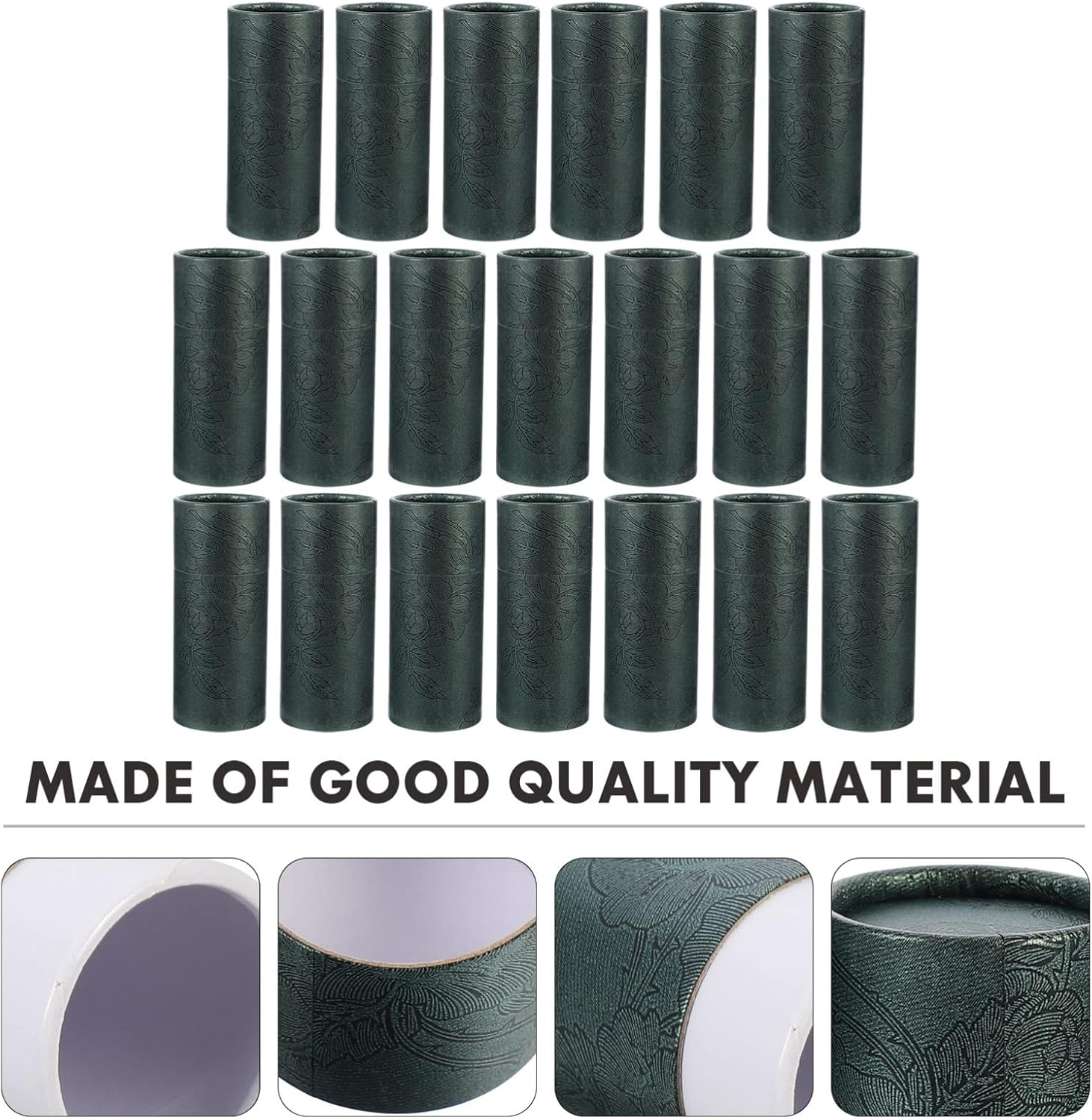 Sewroro 20Pcs Kraft Paper Essential Oil Bottle Cylinder Storage Boxes Green 30Ml Paper Tube Packaging for Wrapping and Tea Incense Storage image number 2