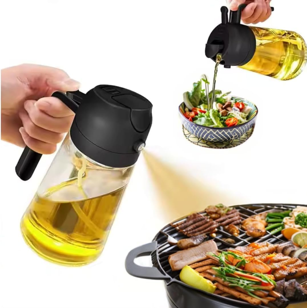 2 in 1 Oil Sprayer for Cooking, 470 Ml Glass Spray Bottle Oil/Olive Oil Sprayer Bottle for Salad, Grilling and Hot Air Fryer，Oil Sprayers，Oil Dispenser image number 2