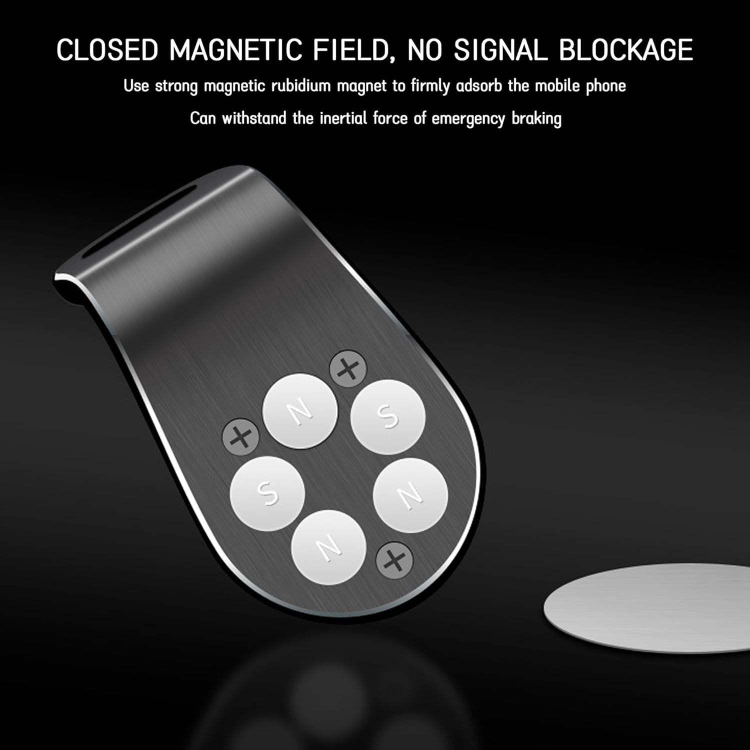 Mobile Phone Navigation Magnetic Bracke, Magnetic Phone Holder for Car, L Type 360&deg; Rotatable Non-Slip Automobile Cradles, Navigation Bracket for Any Smartphone (Black) image number 1