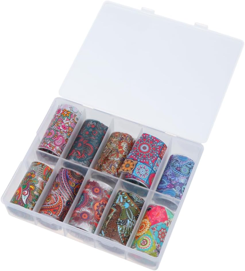 Mikinona 10 Sheets Flower Nail Art Stickers Christmas Nail Decals Women DIY Manicure Pastes for Party