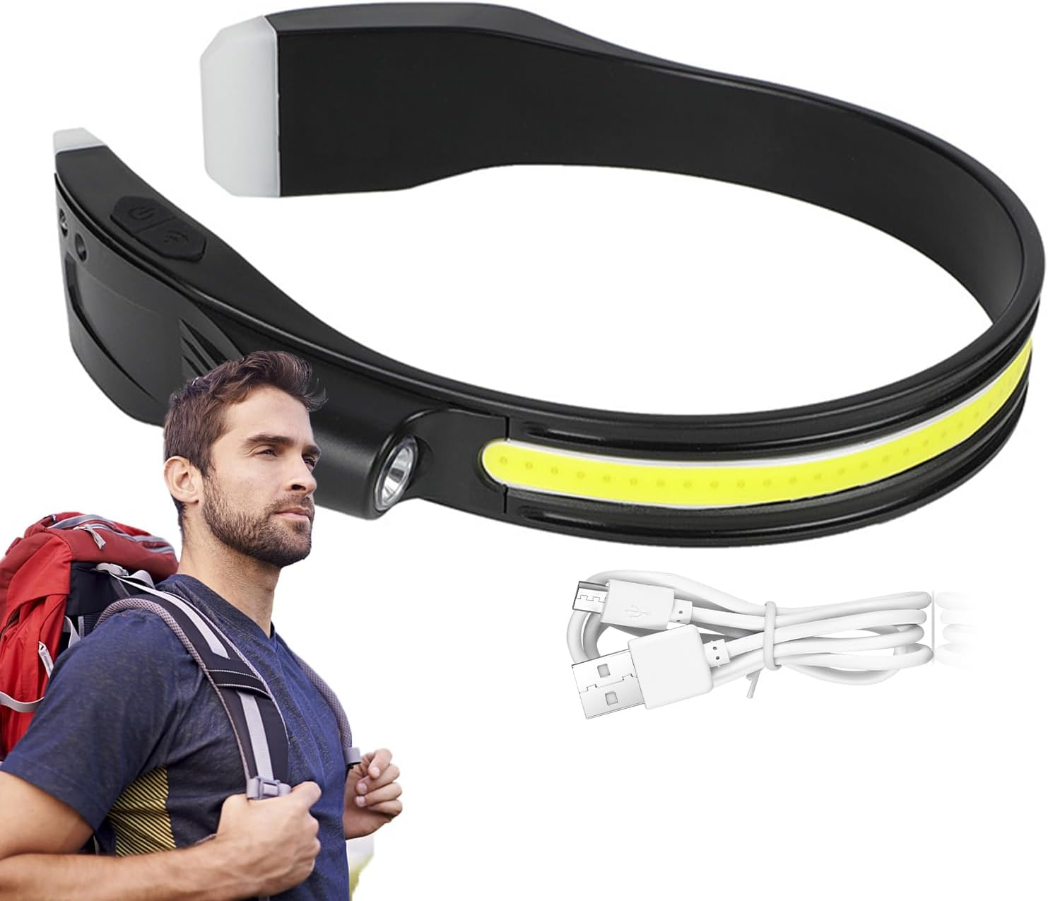 Headlight - LED Sensor Light, Outdoor Headcover, High Lumen Waterproof Beam, Hands- Motion Detection Headlight with Multiple Modes for Camping, Hiking, Power Outage, Night Use image number 2