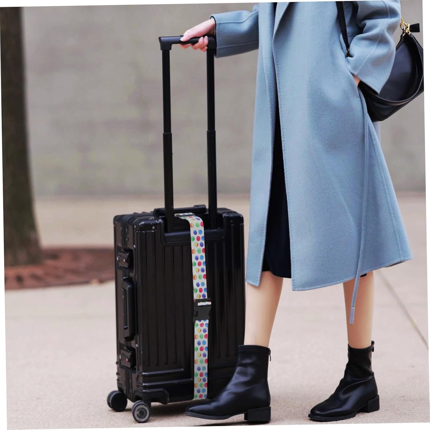 CLISPEED Adjustable Lockable Luggage Strap Polyester Suitcase Belt for Travel with Strong Stitching Security Band Suitable for Various Suitcases and Bags