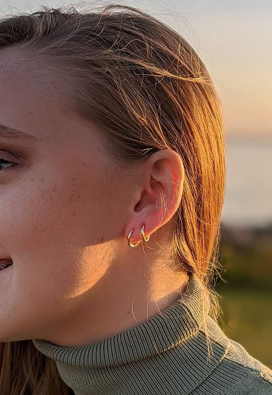 5 Pairs 316L Surgical Stainless Steel Small Huggie 8Mm 10Mm 12Mm 14Mm Hoop Earrings Set Hypoallergenic Hoops Cartilage Helix Lobes Hinged Sleeper Earrings for Men Women for Multiple Piercings image number 3