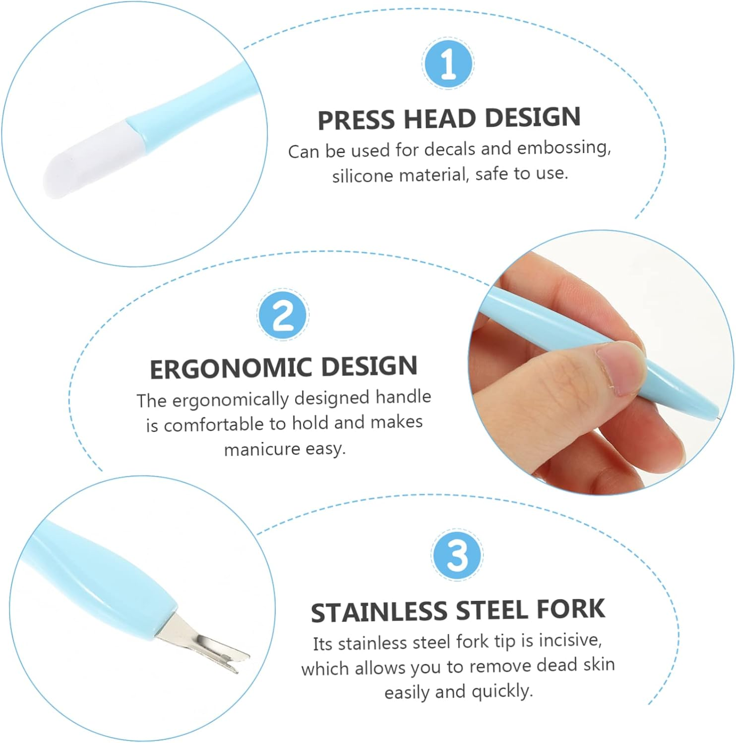 AUTSUPPL 15Pcs Dead Skin Forks Manicure Tools for Nail Art Cuticle Removers Dual Head Design for Easy Dead Skin Removal and Nail Cleaning image number 1