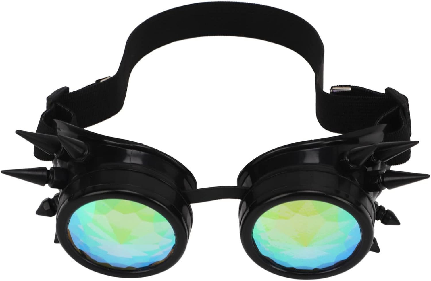 Steampunk Goggles, PC ABS Retro Psychedelic Rave Goggles with Adjustable Elastic Band, Adjustable Nose Rest Kaleidoscope Rave Glasses Festival Accessories for Christmas Halloween (Gloss Silver)